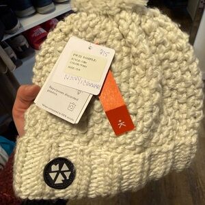 Ivory Knit Beanie with Pom-Pom